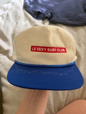 Le Sexy Surf Club Two-Tone Rope Brim Cap - Cream & Blue
